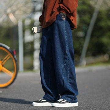 Blue/Black Baggy Jeans Men Fashion Casual Oversized Wide Leg Jeans Men Streetwear Hip Hop Straight Denim Pants Mens Trousers aidase-shop